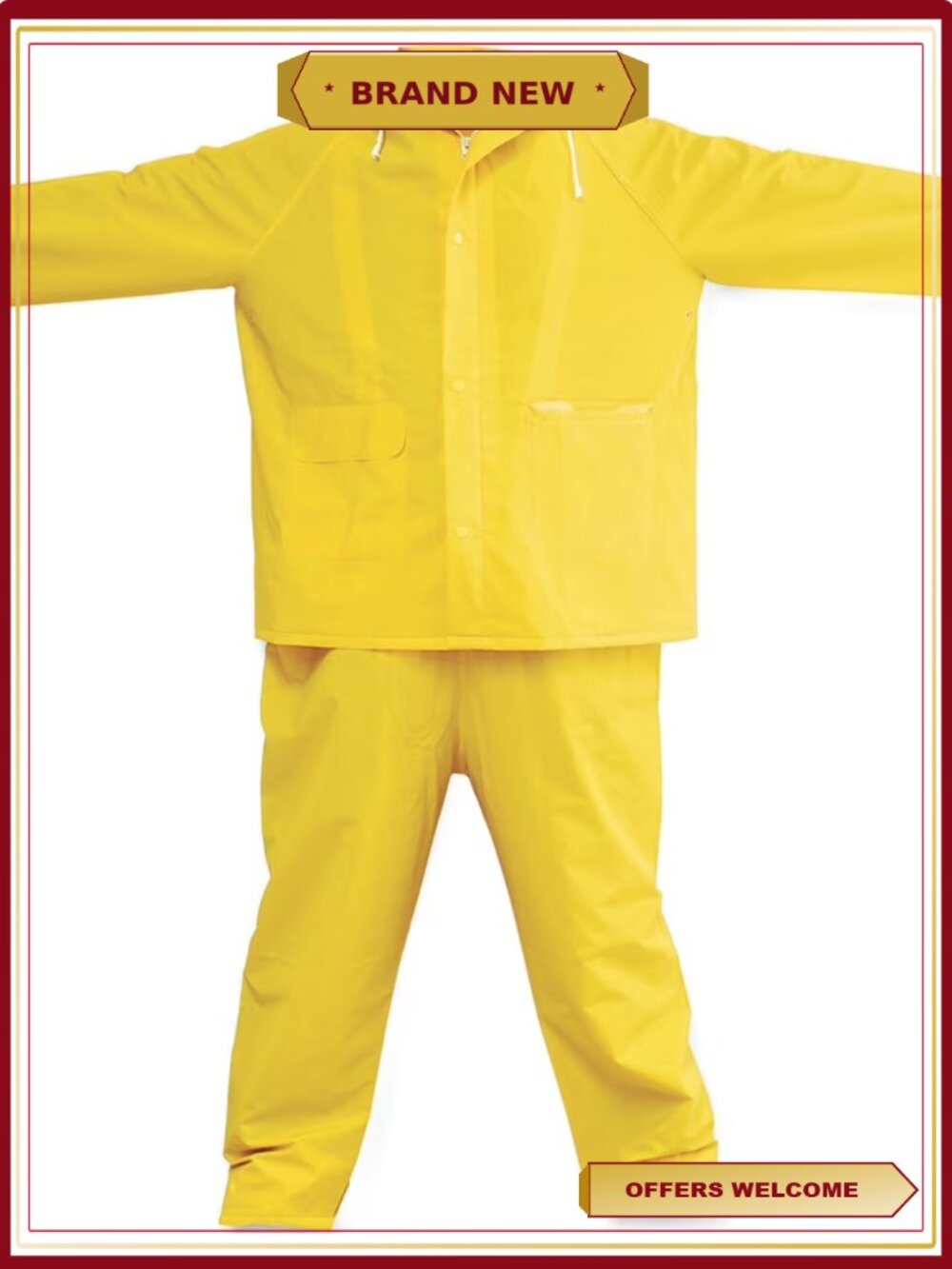 Extra-Large 2 Piece PVC Raincoat with Fixed Hood